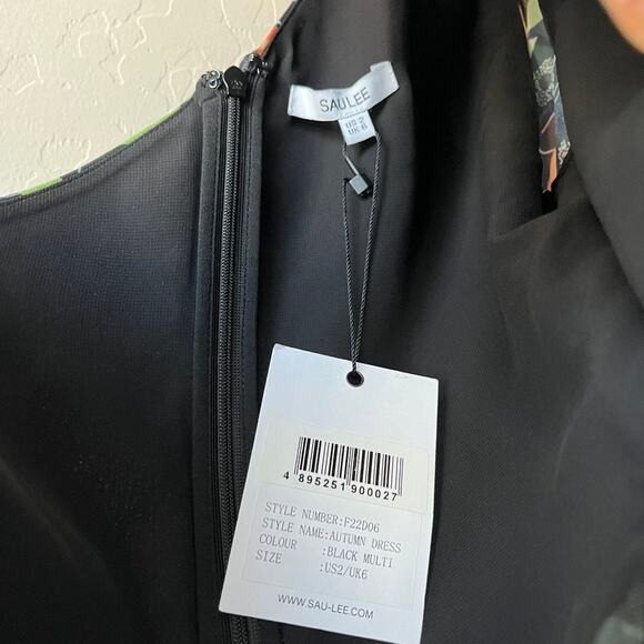 NEW Sau Lee Dress Black Floral One Shoulder Cut Out Cocktail Maxi Dress Sz 2 - Picture 6 of 10